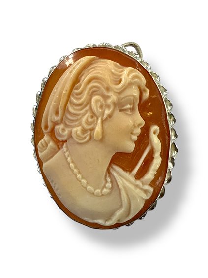 Brooch Mandile 1922 Woman Cammei  in Silver Conchiglia 2MSPC19 - 2MSPC19